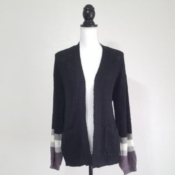 Varsity Sweaters - Black Varsity Cardigan Sweater